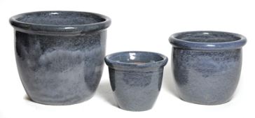 Geglazuurd aardewerk (Oxblood, Celadon, zwart, blauw en koperkleurig) - hp001-3-antique-grey-s3-d30-50h25-39