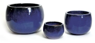 Geglazuurd aardewerk (Oxblood, Celadon, zwart, blauw en koperkleurig) - pot-bowl-blue-s3-d27-53h18-38