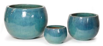 Geglazuurd aardewerk (Oxblood, Celadon, zwart, blauw en koperkleurig) - pot-bowl-celladon-s3-d27-53h18-38